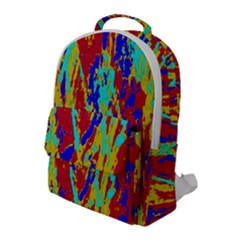 Multicolored Vibran Abstract Textre Print Flap Pocket Backpack (large) by dflcprintsclothing