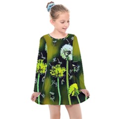 Dandelions Kids  Long Sleeve Dress by MijizaCreations