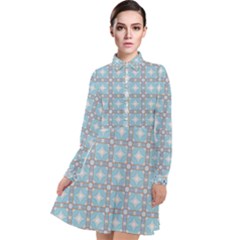 Df Tech Sky Long Sleeve Chiffon Shirt Dress by deformigo