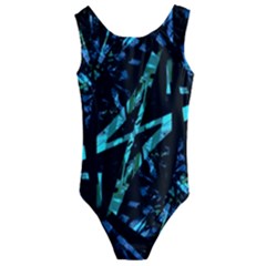 Modern Abstract Geo Print Kids  Cut-out Back One Piece Swimsuit by dflcprintsclothing