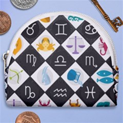 Zodiac Astrology Horoscope Horseshoe Style Canvas Pouch by HermanTelo