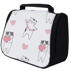 Seamless Pattern Cute Cat With Little Heart Hearts Full Print Travel Pouch (big) by Wegoenart