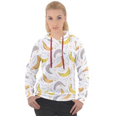 Seamless Stylish Pattern With Fresh Yellow Bananas Background Women s Overhead Hoodie by Wegoenart