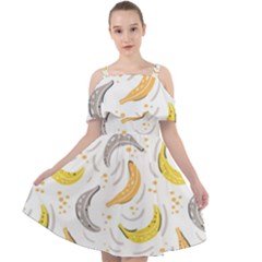 Seamless Stylish Pattern With Fresh Yellow Bananas Background Cut Out Shoulders Chiffon Dress by Wegoenart