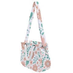 Pattern With Flowers Leaves Rope Handles Shoulder Strap Bag by Wegoenart