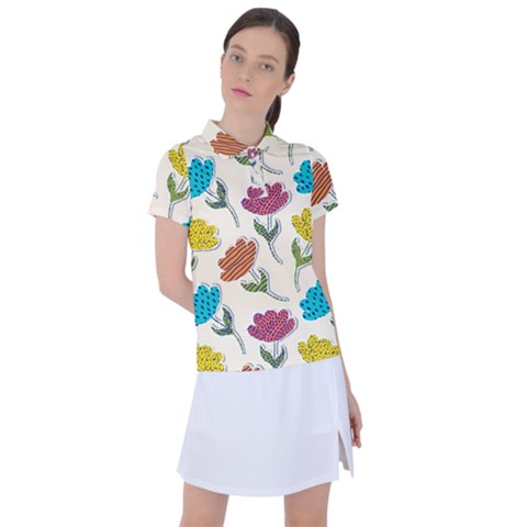 Pattern With Paper Tulips Women s Polo Tee by Wegoenart