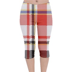 Plaid Mosaic Pixel Seamless Pattern Velvet Capri Leggings  by Wegoenart