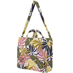 Fashionable Seamless Tropical Pattern With Bright Pink Green Flowers Square Shoulder Tote Bag by Wegoenart