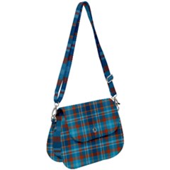 Tartan Scotland Seamless Plaid Pattern Vintage Check Color Square Geometric Texture Saddle Handbag by Wegoenart