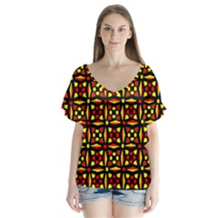 Rby-c-2-7 V-neck Flutter Sleeve Top by ArtworkByPatrick