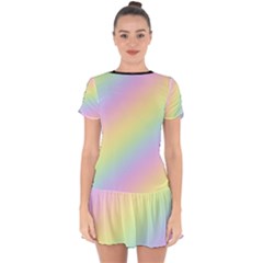 Pastel Goth Rainbow  Drop Hem Mini Chiffon Dress by thethiiird