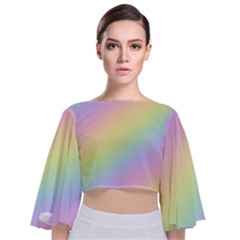 Pastel Goth Rainbow  Tie Back Butterfly Sleeve Chiffon Top by thethiiird