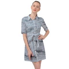 Ocean Waves Belted Shirt Dress by TheLazyPineapple