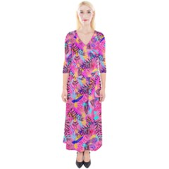 Flowers 50 Quarter Sleeve Wrap Maxi Dress by ArtworkByPatrick