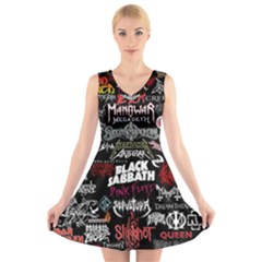 Metal Bands College V-neck Sleeveless Dress by Sudhe