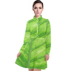 Green Bright Digital Manipulation Long Sleeve Chiffon Shirt Dress by Vaneshart