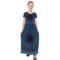 Abstract Rosette Web Network Kids  Short Sleeve Maxi Dress by Vaneshart