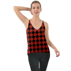 Block Fiesta - Apple Red & Black Chiffon Cami by FashionBoulevard