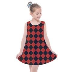 Block Fiesta - Apple Red & Black Kids  Summer Dress by FashionBoulevard