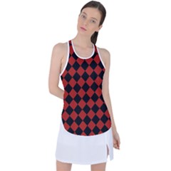 Block Fiesta - Apple Red & Black Racer Back Mesh Tank Top by FashionBoulevard