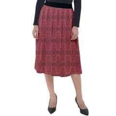 Timeless - Black & Indian Red Classic Velour Midi Skirt  by FashionBoulevard