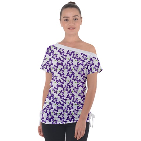 Cute Flowers - Imperial Purple Tie-up Tee by FashionBoulevard