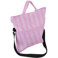 Nice Stripes - Blush Pink Fold Over Handle Tote Bag by FashionBoulevard