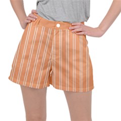 Nice Stripes - Cantaloupe Orange Ripstop Shorts by FashionBoulevard