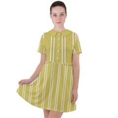 Nice Stripes - Ceylon Yellow Short Sleeve Shoulder Cut Out Dress  by FashionBoulevard