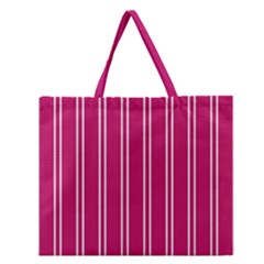 Nice Stripes - Peacock Pink Zipper Large Tote Bag by FashionBoulevard