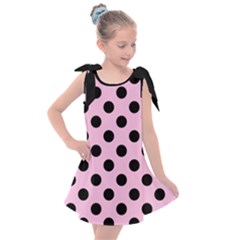 Polka Dots - Black On Blush Pink Kids  Tie Up Tunic Dress by FashionBoulevard