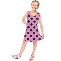 Polka Dots Black On Flamingo Pink Kids  Tunic Dress by FashionBoulevard