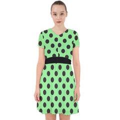 Polka Dots Black On Mint Green Adorable In Chiffon Dress by FashionBoulevard