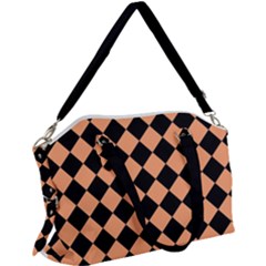Block Fiesta Black And Cantaloupe Orange Canvas Crossbody Bag by FashionBoulevard