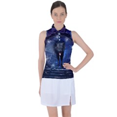 Awesome Wolf In The Gate Women s Sleeveless Polo Tee by FantasyWorld7