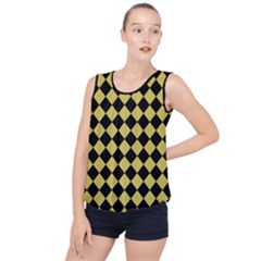 Block Fiesta Black And Ceylon Yellow Bubble Hem Chiffon Tank Top by FashionBoulevard