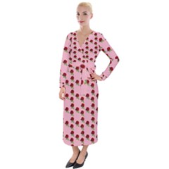 Rose In Pink Velvet Maxi Wrap Dress by snowwhitegirl