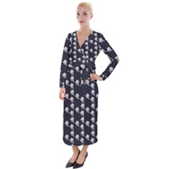 White Rose In Blue Velvet Maxi Wrap Dress by snowwhitegirl