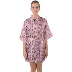 Robin Art Pink Pattern Half Sleeve Satin Kimono  by snowwhitegirl