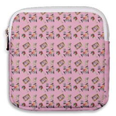 Robin Art Pink Pattern Mini Square Pouch by snowwhitegirl