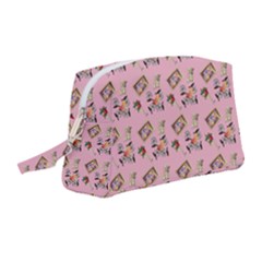 Robin Art Pink Pattern Wristlet Pouch Bag (medium) by snowwhitegirl