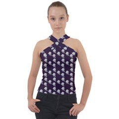 White Rose In Purple Cross Neck Velour Top by snowwhitegirl