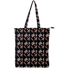 Robin Art Black Pattern Double Zip Up Tote Bag by snowwhitegirl