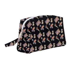 Robin Art Black Pattern Wristlet Pouch Bag (medium) by snowwhitegirl