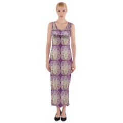 Doily Only Pattern Purple Fitted Maxi Dress by snowwhitegirl