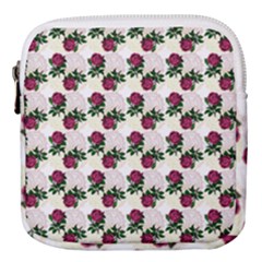 Doily Rose Pattern White Mini Square Pouch by snowwhitegirl