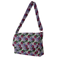 Doily Rose Pattern Blue Full Print Messenger Bag (s) by snowwhitegirl