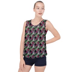 Doily Rose Pattern Black Bubble Hem Chiffon Tank Top by snowwhitegirl