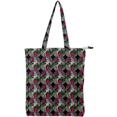 Doily Rose Pattern Black Double Zip Up Tote Bag by snowwhitegirl