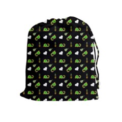 Green Elephant Pattern Drawstring Pouch (xl) by snowwhitegirl